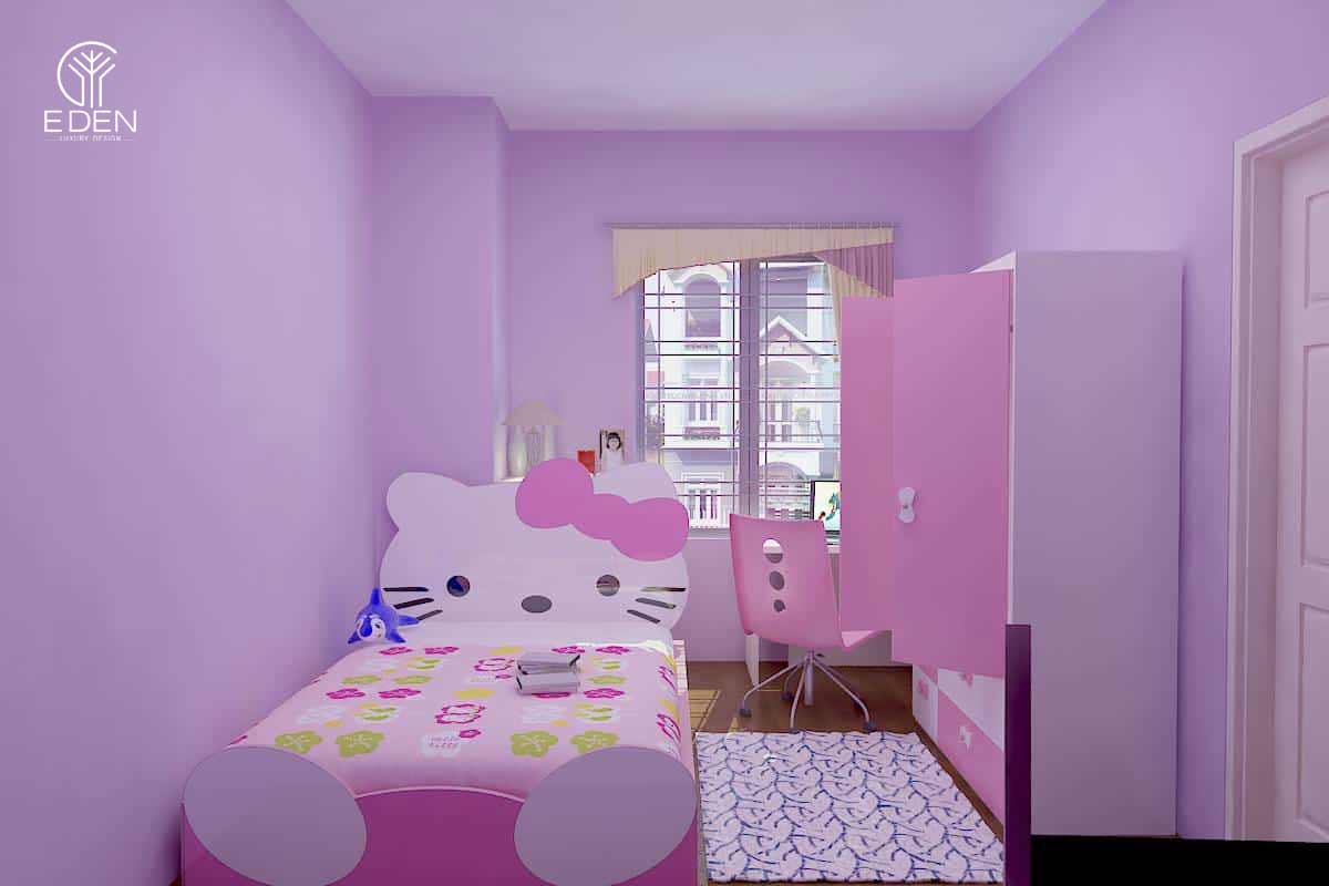 Trang trí phòng ngủ hình Hello Kitty màu hồng cho em bé sơ sinh 4
