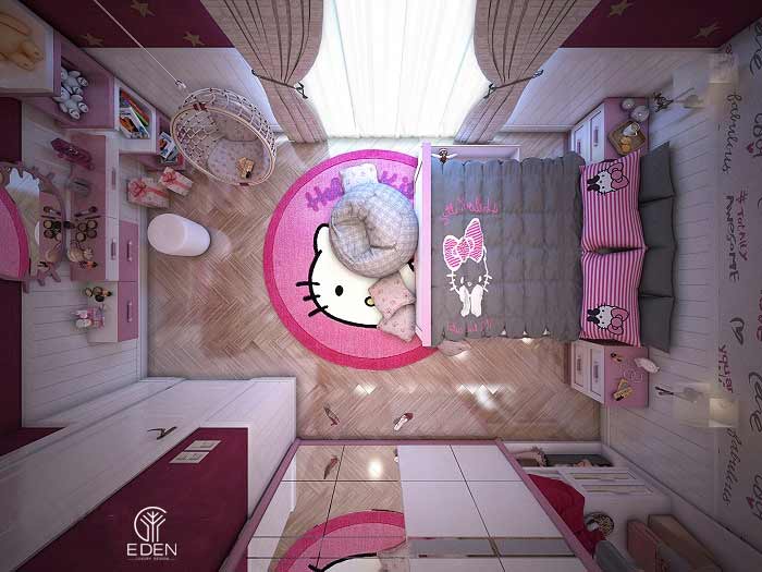 Trang trí phòng ngủ Hello Kitty hồng ngọt ngào 4