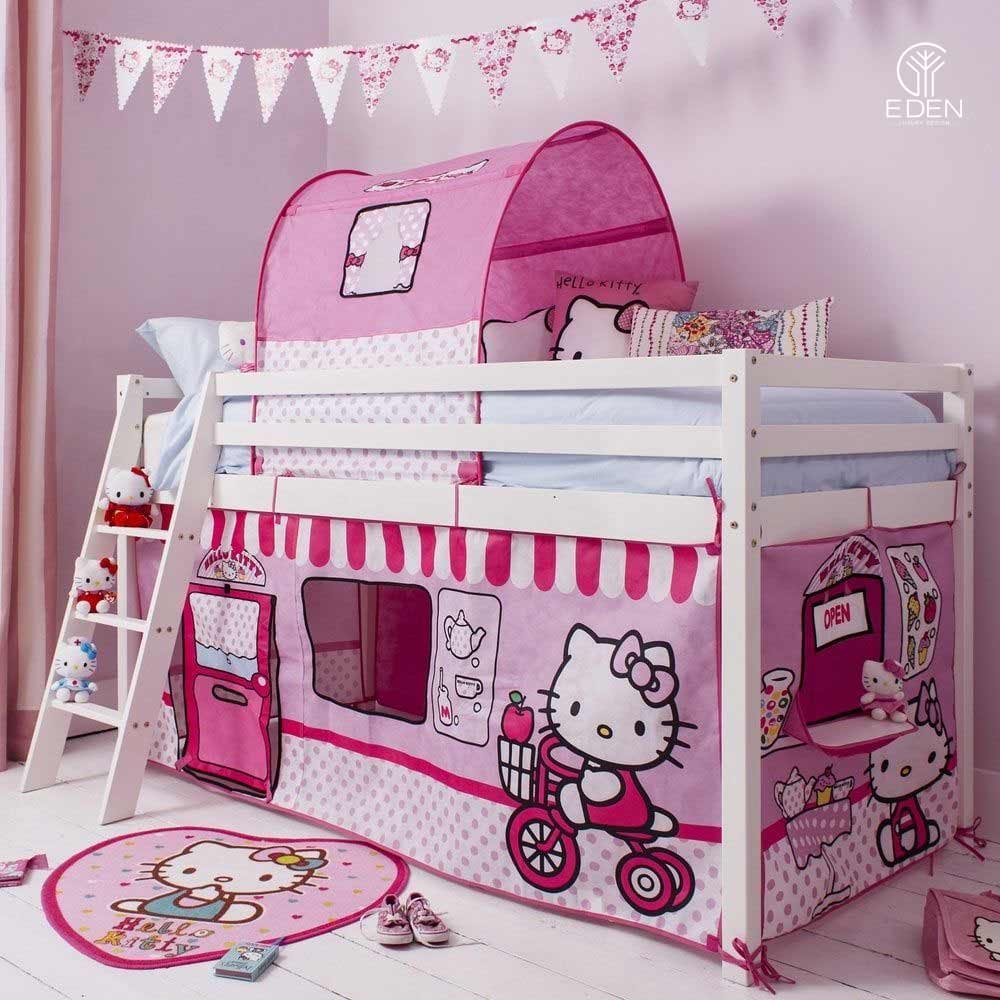 Thiết kế phòng ngủ Hello Kitty giường tầng tiết kiệm không gian có màu hồng 5