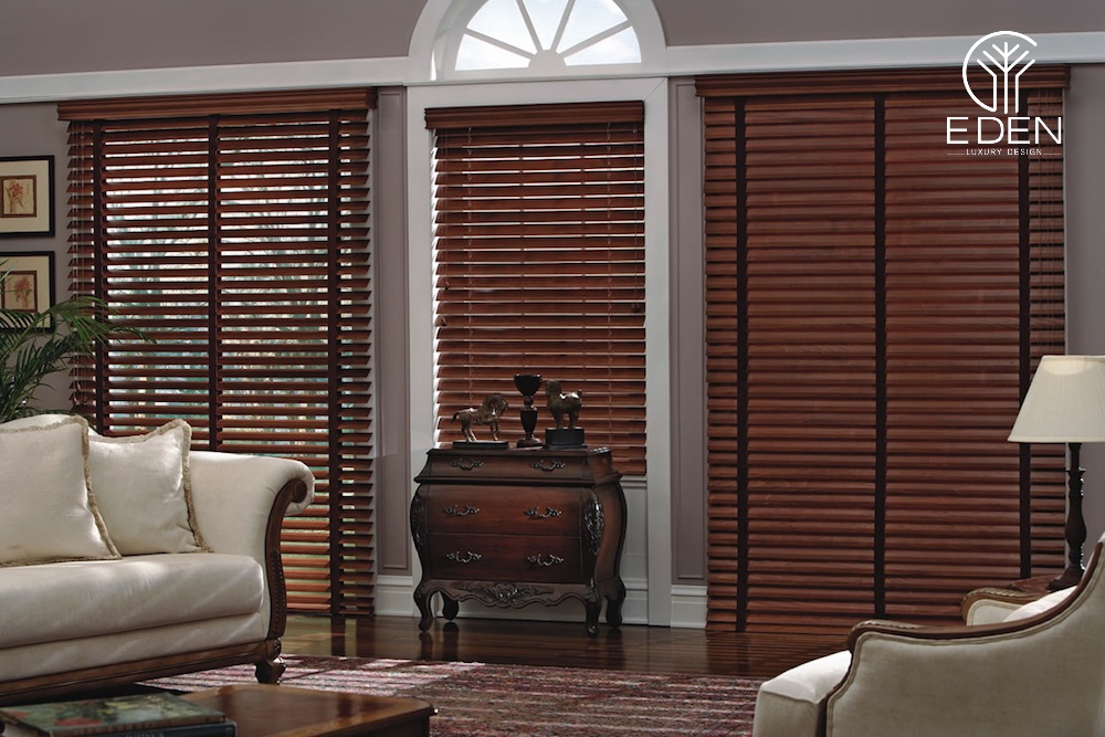 Mẫu rèm sáo gỗ làm từ gỗ tự nhiên cao cấp nâng tầm đẳng cấp của phòng khách