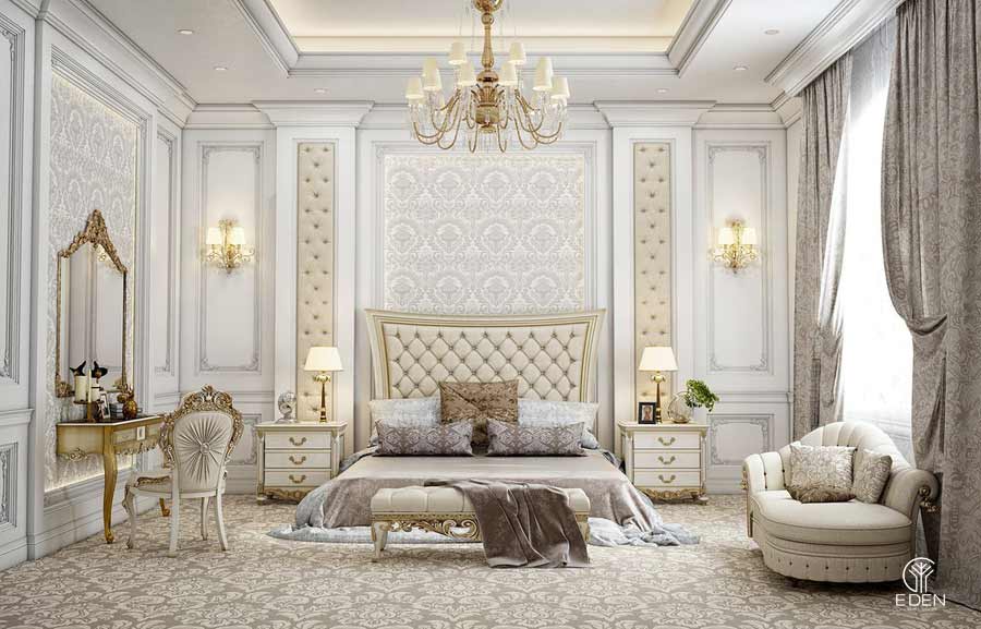 Thiết kế phòng ngủ 40m2 phong cách tân cổ điển
