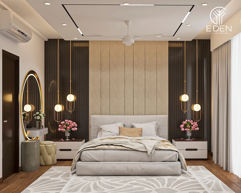 Trần thạch cao kết hợp đèn trang trí sáng tạo nâng tầm vẻ đẹp cho phòng ngủ