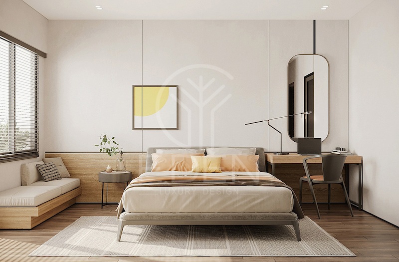 Phòng ngủ thiết kế đơn giản, thanh lịch không kém phần năng động