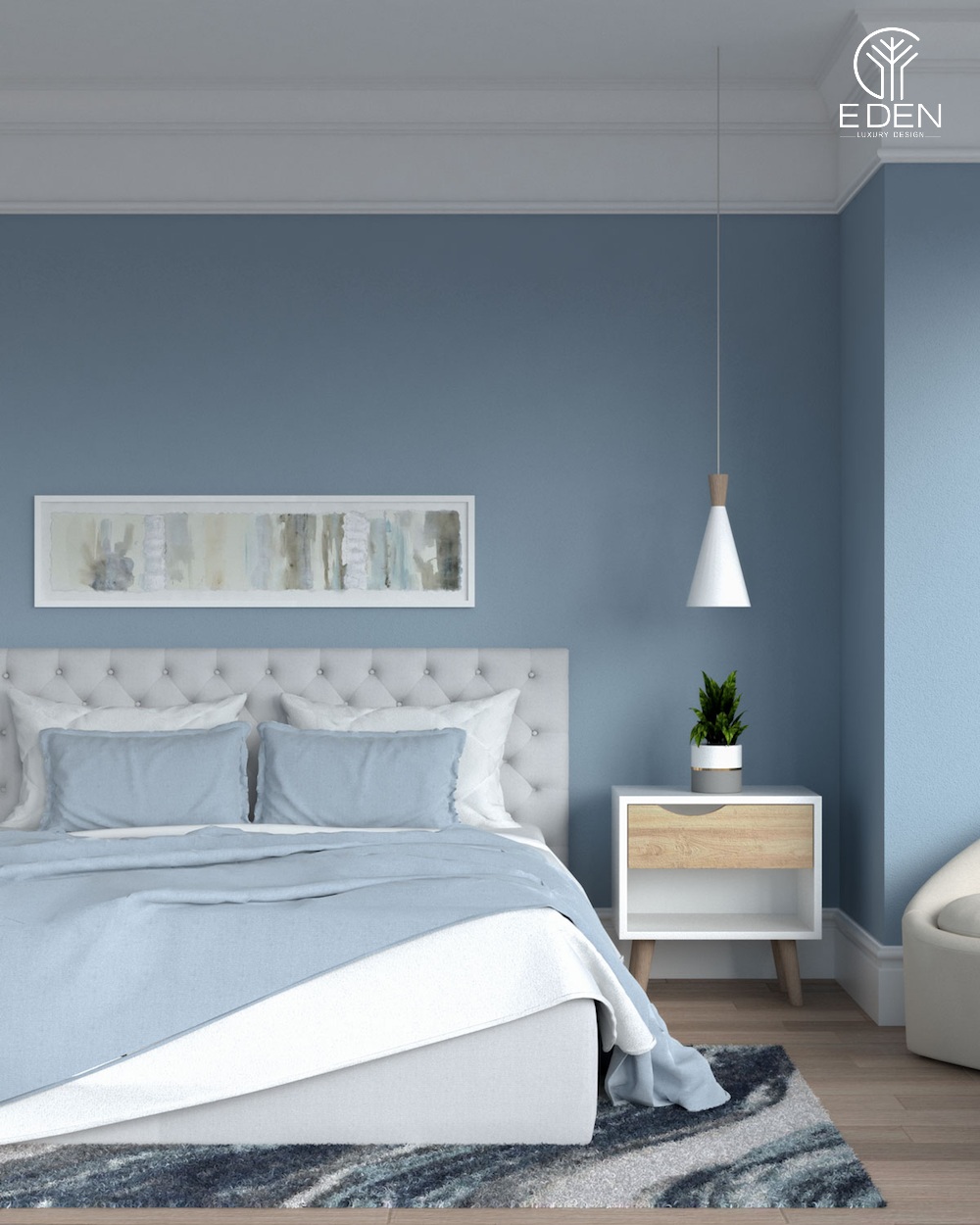 Gam màu xanh dịu dàng được ưa chuộng để decor, trang trí phòng ngủ