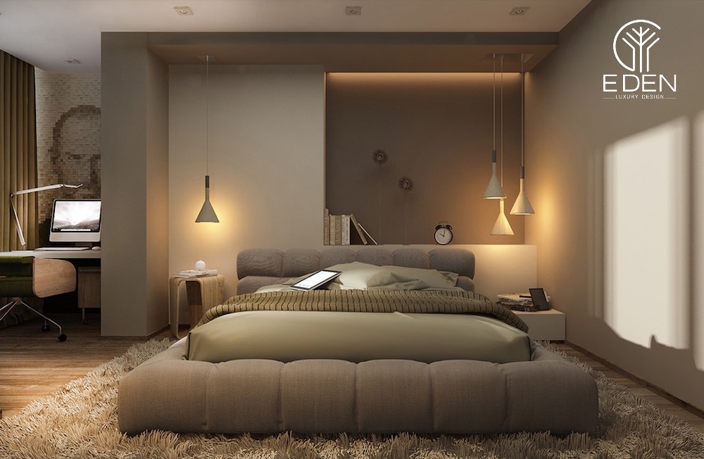 Những chiếc đèn treo là điểm nhấn thú vị trong không gian phòng ngủ