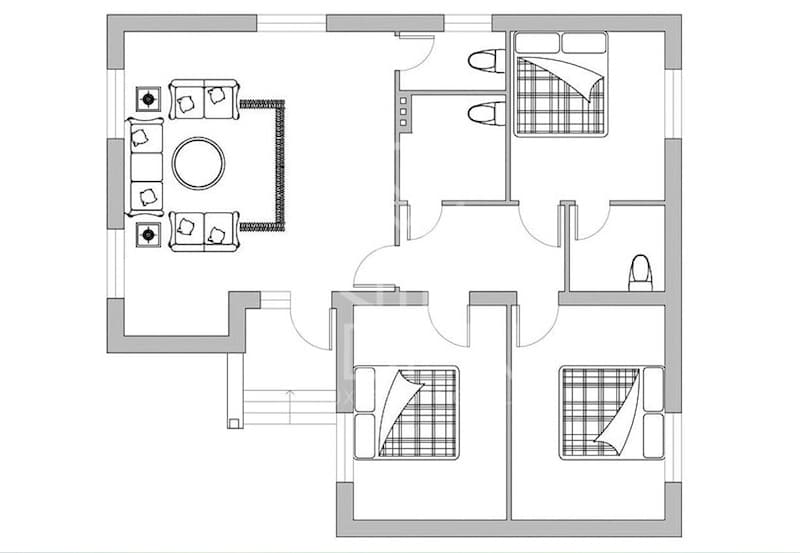 Bản thiết kế nhà cấp 4 cơ bản bao gồm 3 phòng ngủ