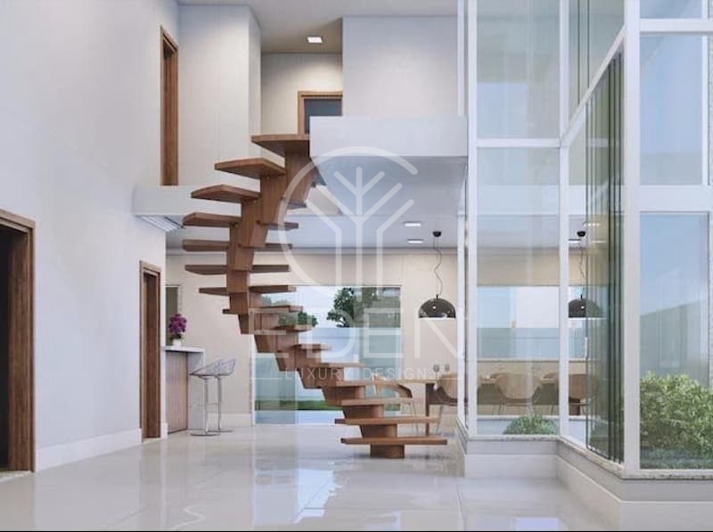 Cầu thang nhà ống uốn cong có tính thẩm mỹ cao và khả năng ứng dụng hoàn hảo cho những ngôi nhà nhỏ