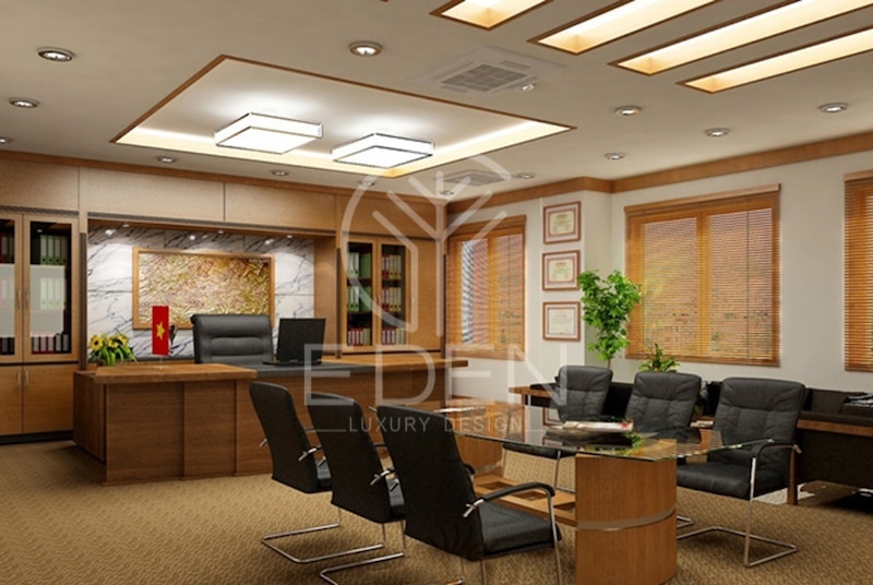 Thiết kế nội thất phòng giám đốc sẽ ấn tượng hơn nếu có thêm bộ bàn ghế họp