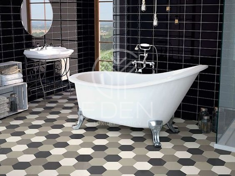 Mẫu gạch lát nền nhà tắm bằng sứ mosaic của thương hiệu Đồng Tâm