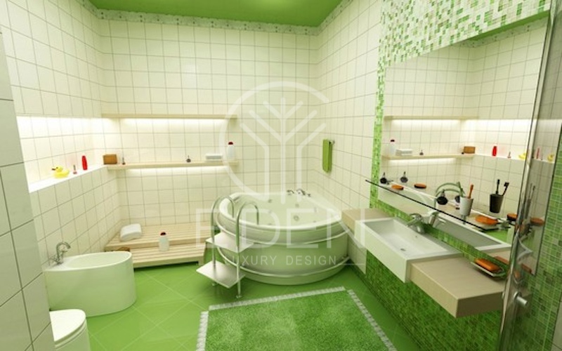 Không gian nhà tắm tươi xanh nhờ mẫu gạch lát nền độc đáo
