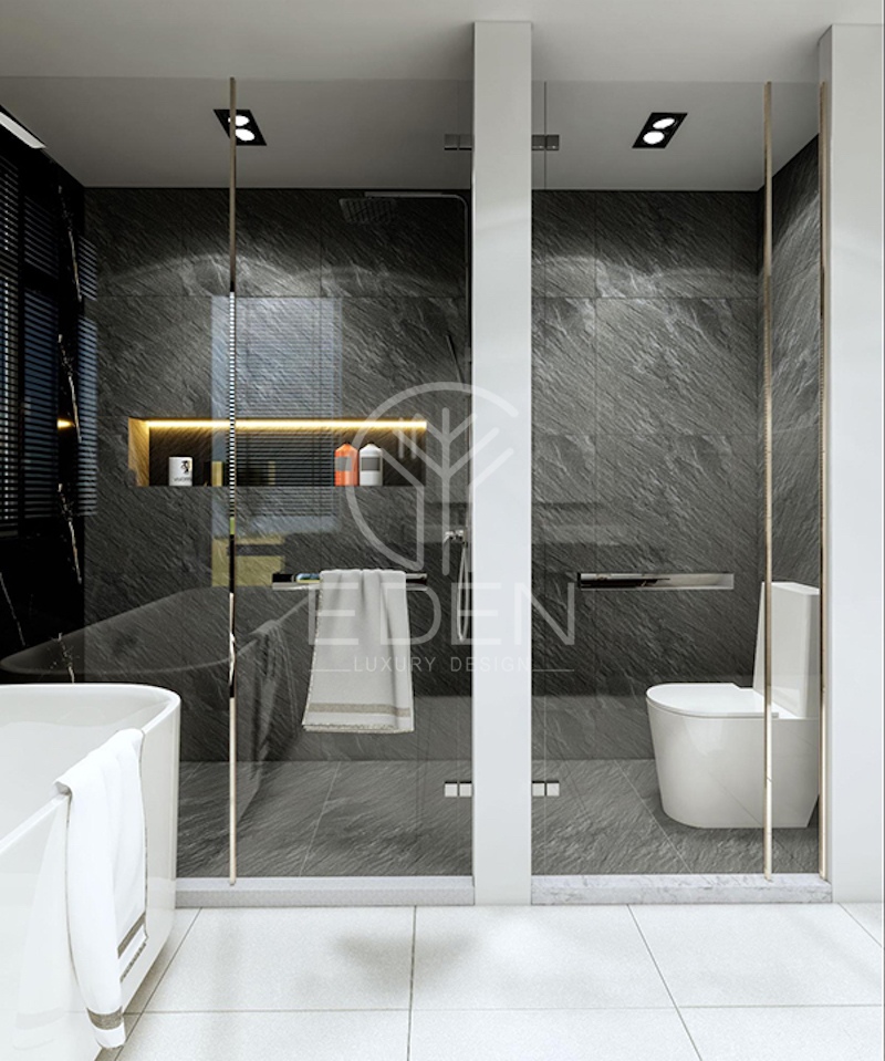 Gạch giả đá mang đến vẻ sang trọng và tinh tế cho không gian phòng tắm của bạn