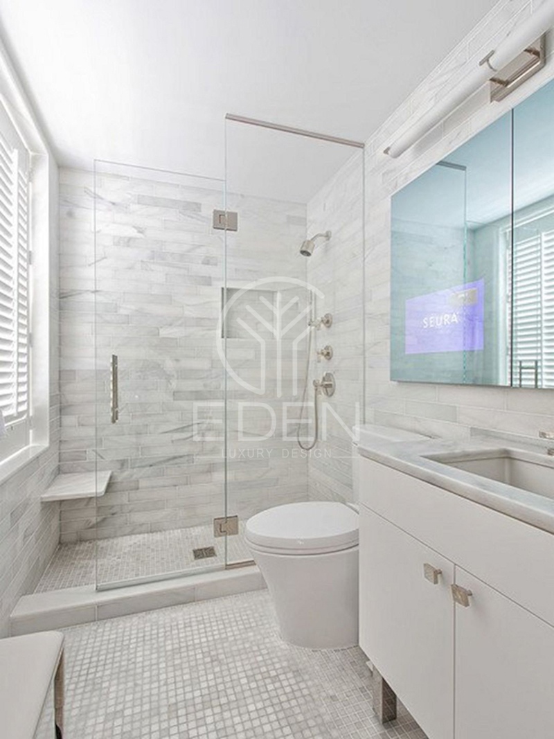 Gạch phòng tắm khảm mosaic hiện đại được dùng lát nền phòng tắm