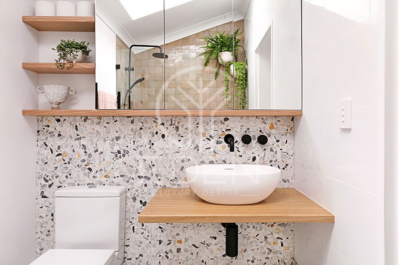 Gạch Terrazzo ốp lát phòng tắm đẹp mắt mang lại sự tươi sáng cho không gian