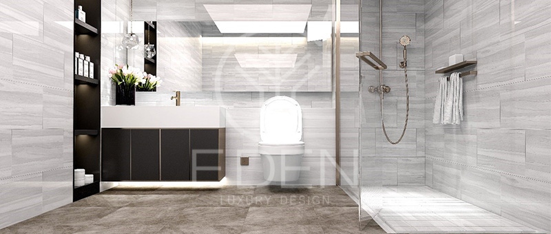 Gạch granite có khả năng chống vết bẩn rất phù hợp với không gian nhà tắm, nhà vệ sinh