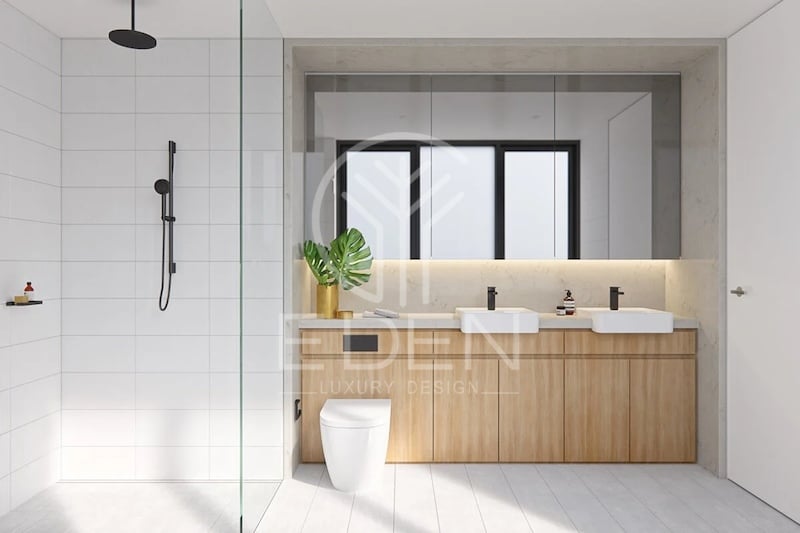 Vẻ đẹp tối giản với tone màu trung tính khi thiết kế phòng tắm master