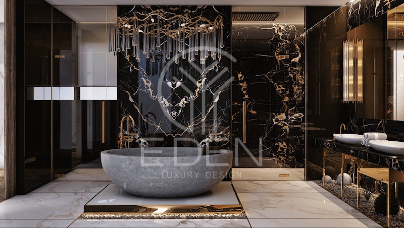 Vẻ đẹp hào nhoáng cho phòng cách thiết kế phòng tắm biệt thự Modern Luxury