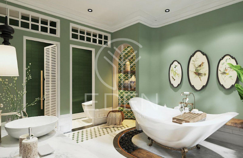 Top 20+ mẫu phòng tắm phong cách Indochine tinh tế