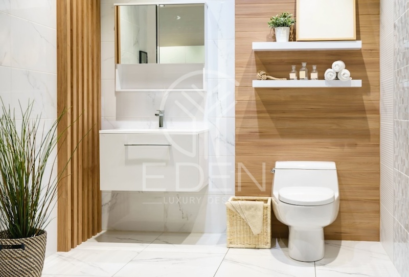 Nhà vệ sinh và nhà tắm kiểu Nhật sẽ sử dụng cây sạch bố trị tại kệ rửa mặt
