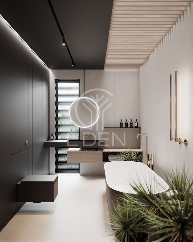 Phong cách hiện đại vô cùng nổi bật cho phòng tắm 10m2