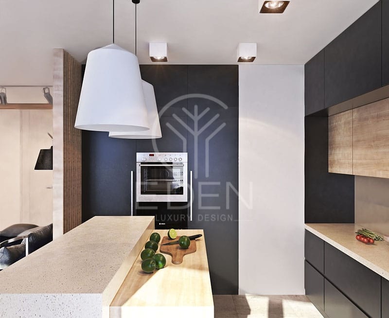 Kết cấu cân bằng của phong cách thiết kế nội thất đương đại dành cho phòng bếp
