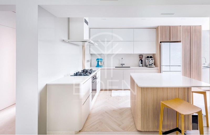 Phòng bếp tiện nghi và ngăn nắp khi được bố trí nội thất theo phong cách Japandi