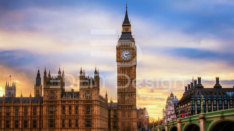 Tháp đồng hồ Big Ben là biểu tượng của phong cách Gothic được xây dựng tại London, Anh