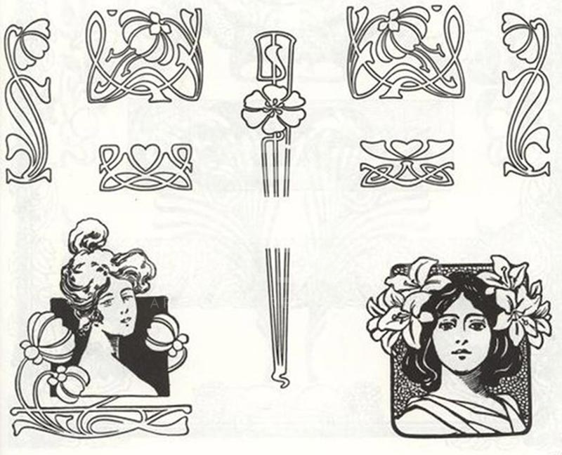Hình ảnh nữ thần và những hình tượng nữ tính khác thường xuất hiện trong các họa tiết Art Nouveau