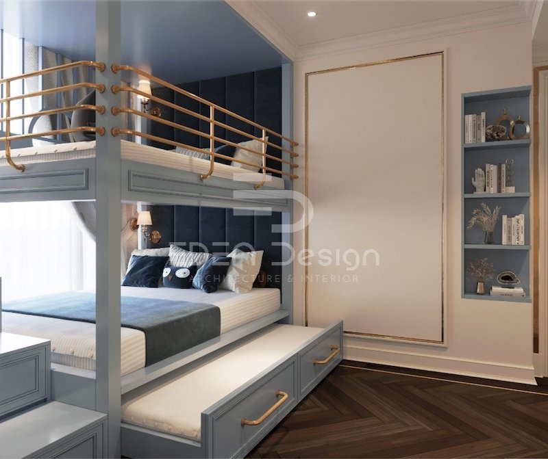 Mẫu thiết kế phòng ngủ đôi hiện đại, sáng tạo và tiện nghi cho bé trai và bé gái