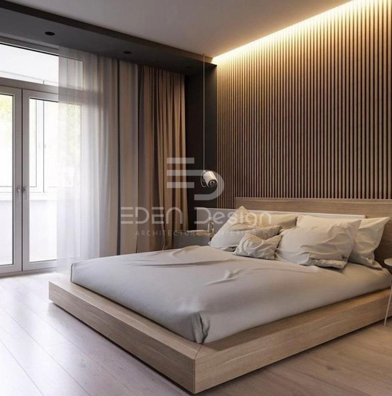 Mảng tường gỗ ấn tượng trong căn phòng ngủ nhỏ