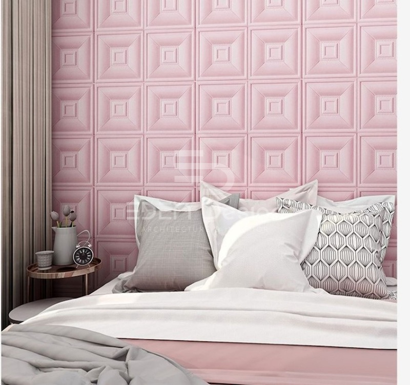 Tone màu hồng dành cho xốp dán tường phòng ngủ người mệnh Hỏa