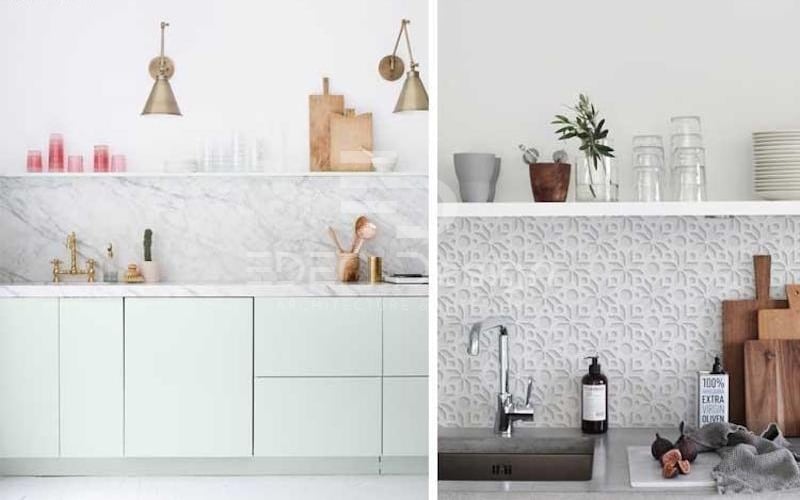 Gạch ốp tường nhà bếp màu trắng phù hợp với mọi phong cách nội thất