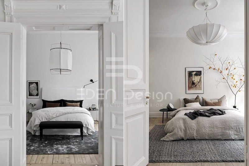Phòng ngủ phong cách Bắc Âu ấm áp, sáng sủa và không phô trương
