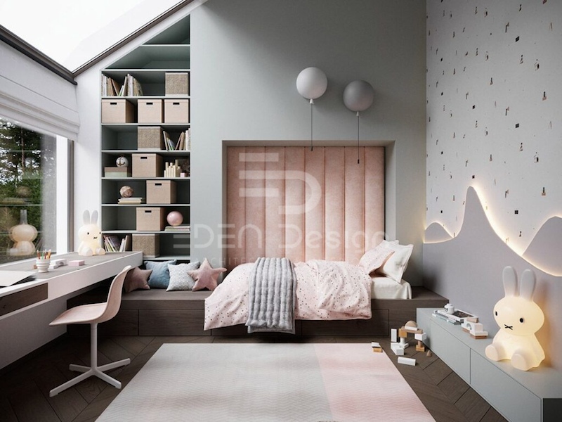 Phòng ngủ của bé với tông hồng đầy thơ mộng dành cho bé gái