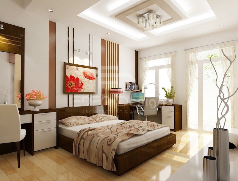 Phòng ngủ sang trọng nhờ sử dụng nội thất gỗ tự nhiên