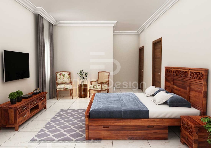 Thiết kế phòng ngủ 18m2 hiện đại hoàn toàn từ gỗ tự nhiên