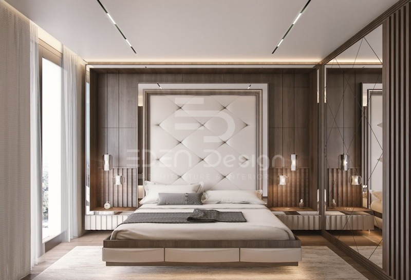 Thiết kế phòng ngủ 35m2 hiện đại lấy các gam trung tính làm chủ đạo