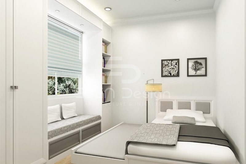 Thiết kế phòng ngủ đơn giản tone màu trung tính cho người trẻ độc thân