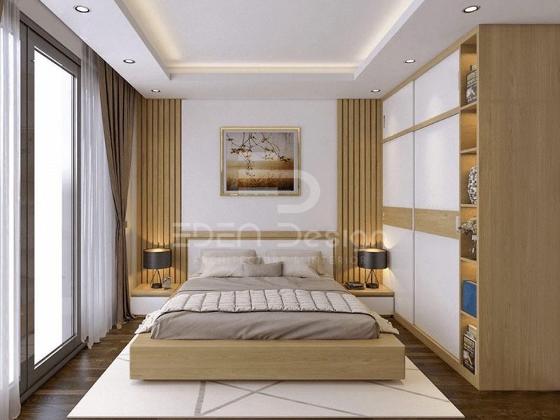 Thiết kế nội thất đa năng cho phòng ngủ 7m2 từ gỗ tự nhiên