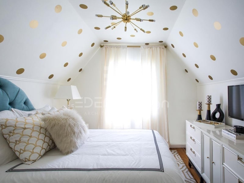 Phòng ngủ phong cách Bắc Âu (Scandinavian) tận dụng không gian gác mái