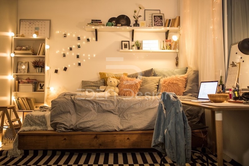 Tự trang trí phòng ngủ nhỏ bằng đèn LED và những món đồ thủ công yêu thích