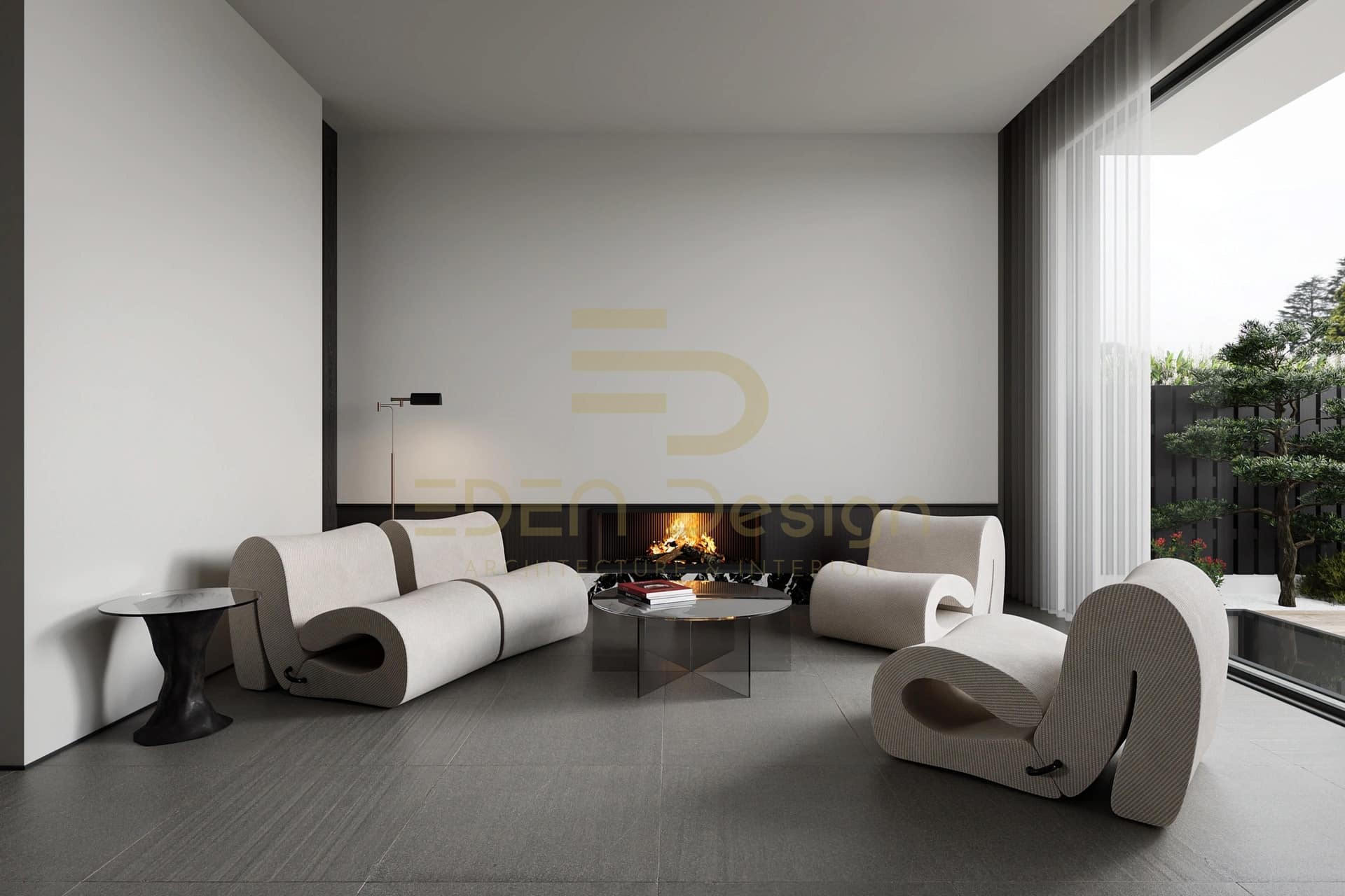 Sofa được thiết kế độc đáo tạo điểm nhấn cho căn phòng