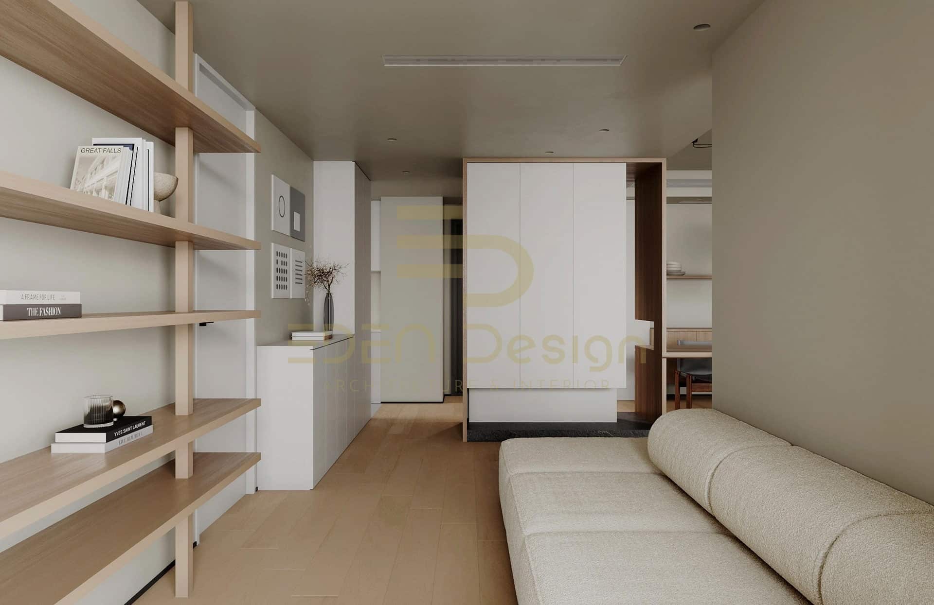 Thiết kế căn hộ 1 phòng ngủ theo phong cách đơn giản, ấm áp