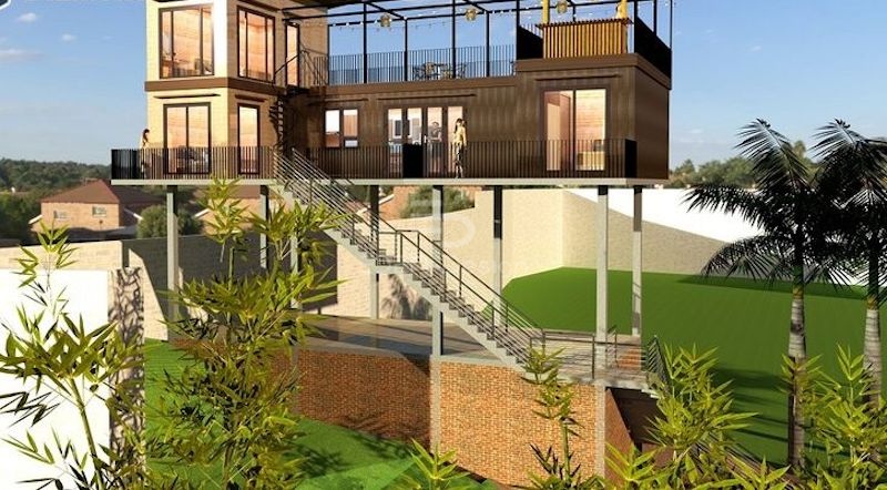 Mẫu cafe khung thép 2 tầng thiết kế dạng rooftop tăng tính trải nghiệm cho khách hàng