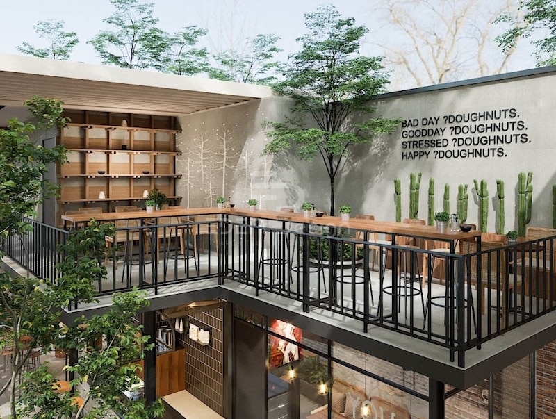 Xây dựng quán cafe thép tiền chế có nhiều không gian xanh thư giãn