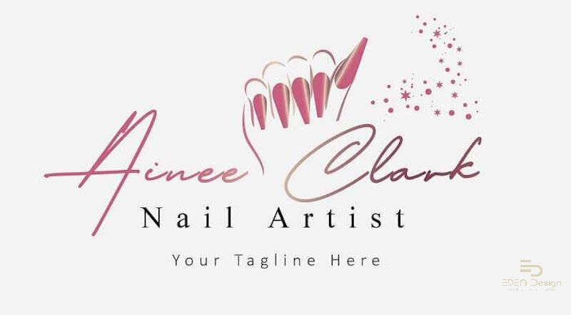 Mẫu thiết kế logo tiệm Nail hình bàn tay cách điệu tone hồng