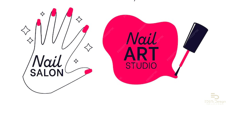 Logo tiệm Nail sử dụng biểu tượng lọ sơn móng tay là hình ảnh thường gặp