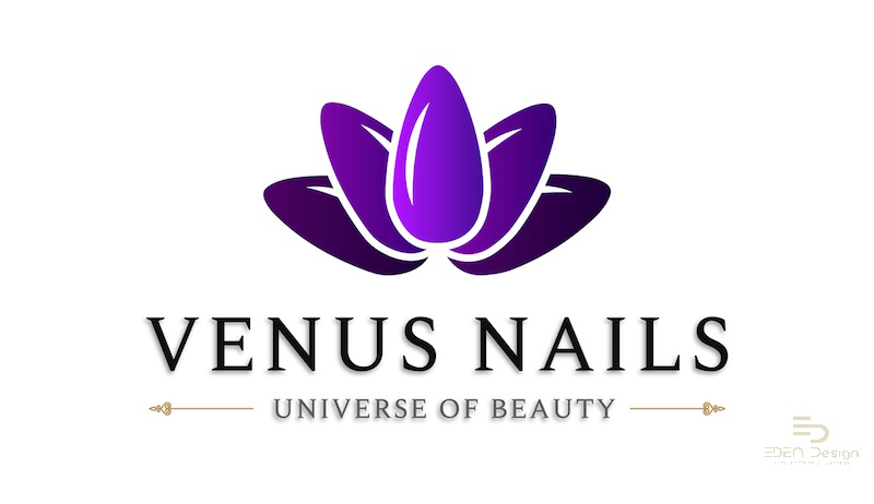 Biểu tượng móng tay kết hợp thành bông sen tạo nên logo ấn tượng cho tiệm Nail