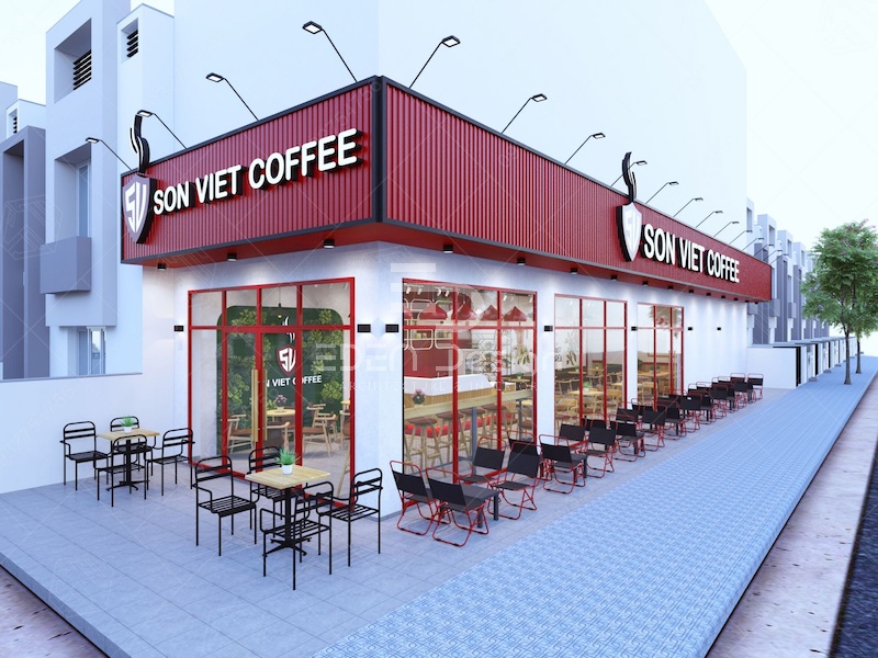 Phong cách hiện đại ứng dụng vào thiết kế quán cafe cóc