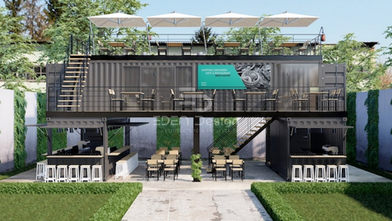 Thiết kế quán Cafe Container không gian mở hướng đến cảnh quan xanh