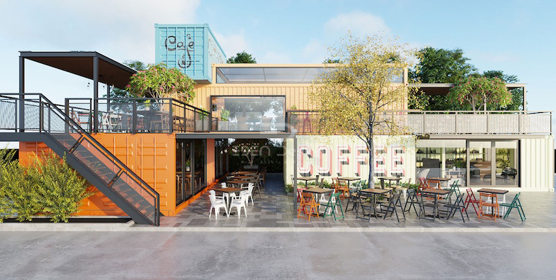 Mẫu thiết kế quán cafe container không gian mở ấn tượng bởi bố cục mới lạ